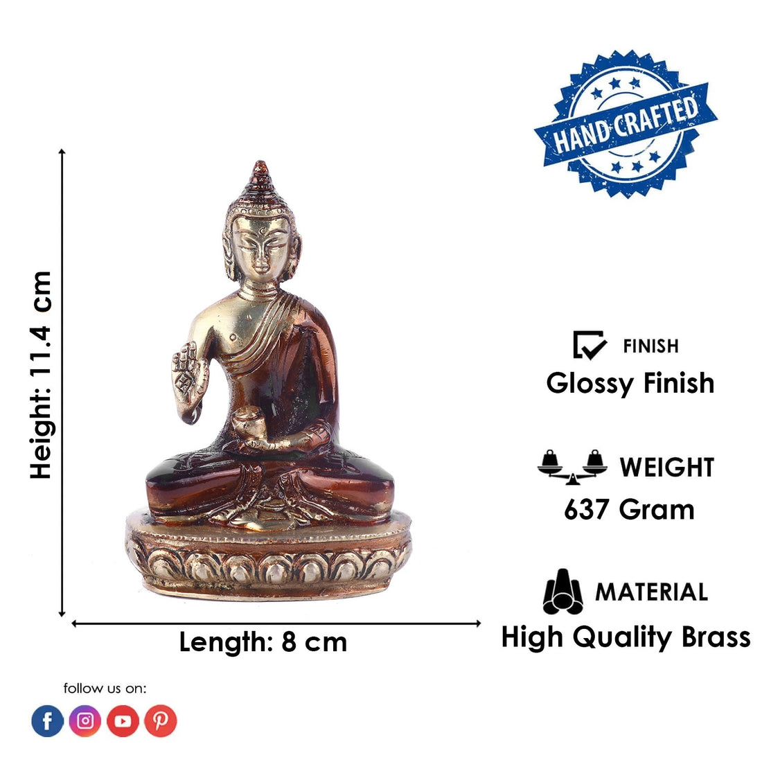 2.3 Inch Delicate Brass Buddha Idol