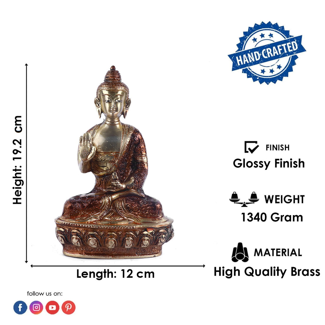3.1 Inch Introspective Brass Buddha Idol