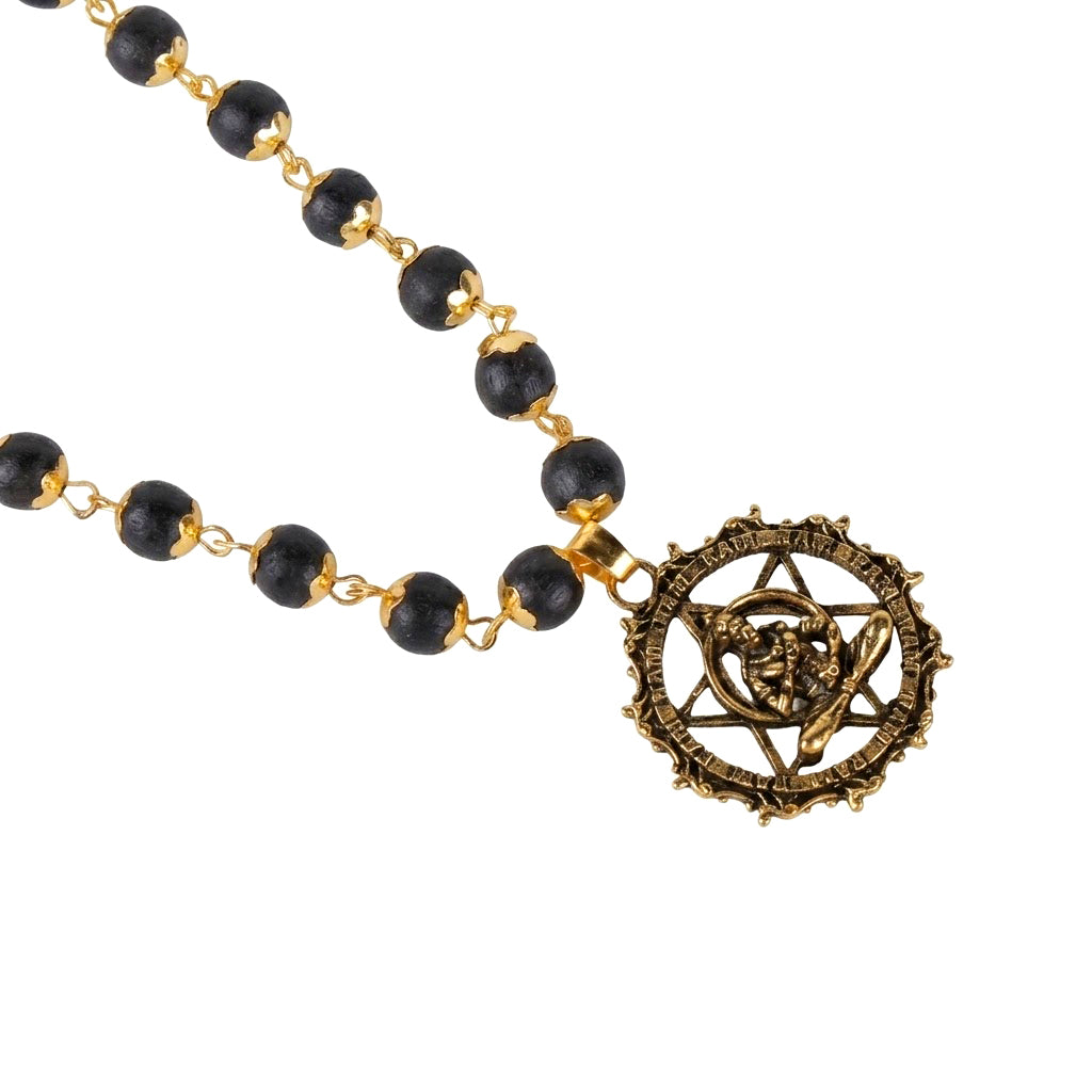 Gold Plating Capping Karungali Mala with Hanuman Pendant
