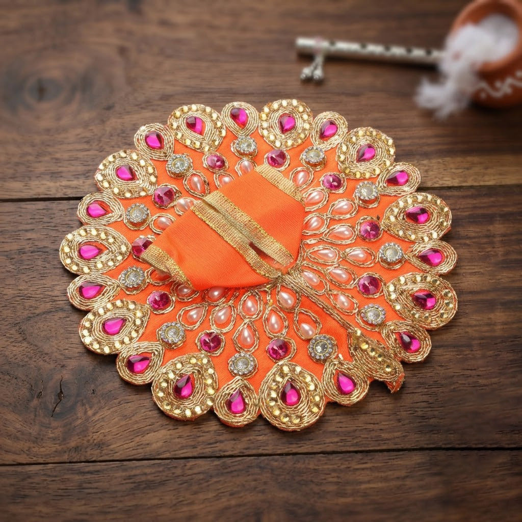 Size 2 Premium Heavy Stone & Pearl Laddu Gopal Dress