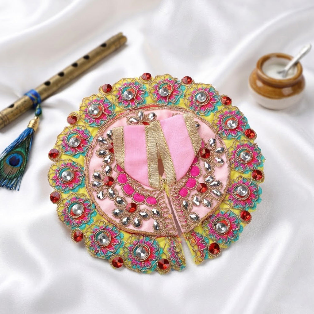 Size No.2 Premium Color Stones Work Laddu Gopal Festive Dress