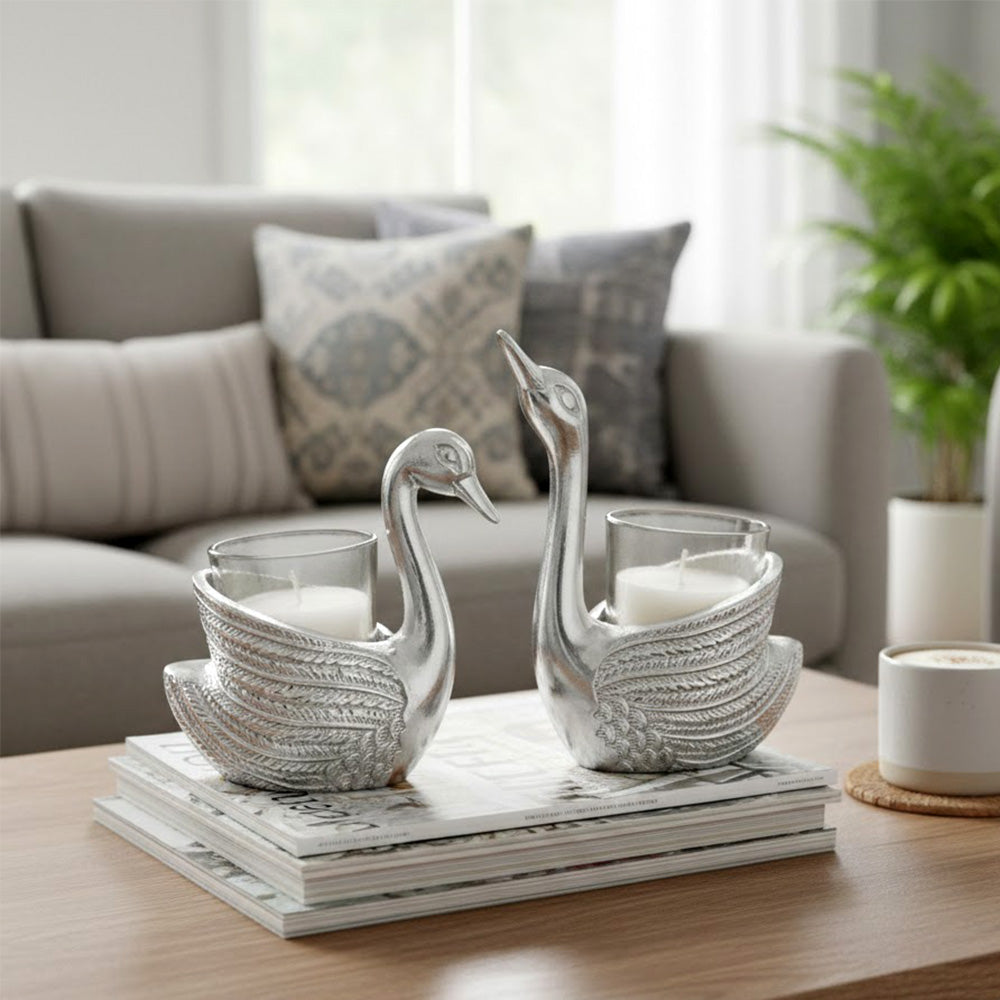 Silver Plated Swan Candle Holder – Decorative Home & Spiritual Decor