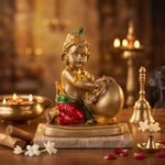 Premium Gold Crimson & Emerald Laddu Gopal Resin Statue