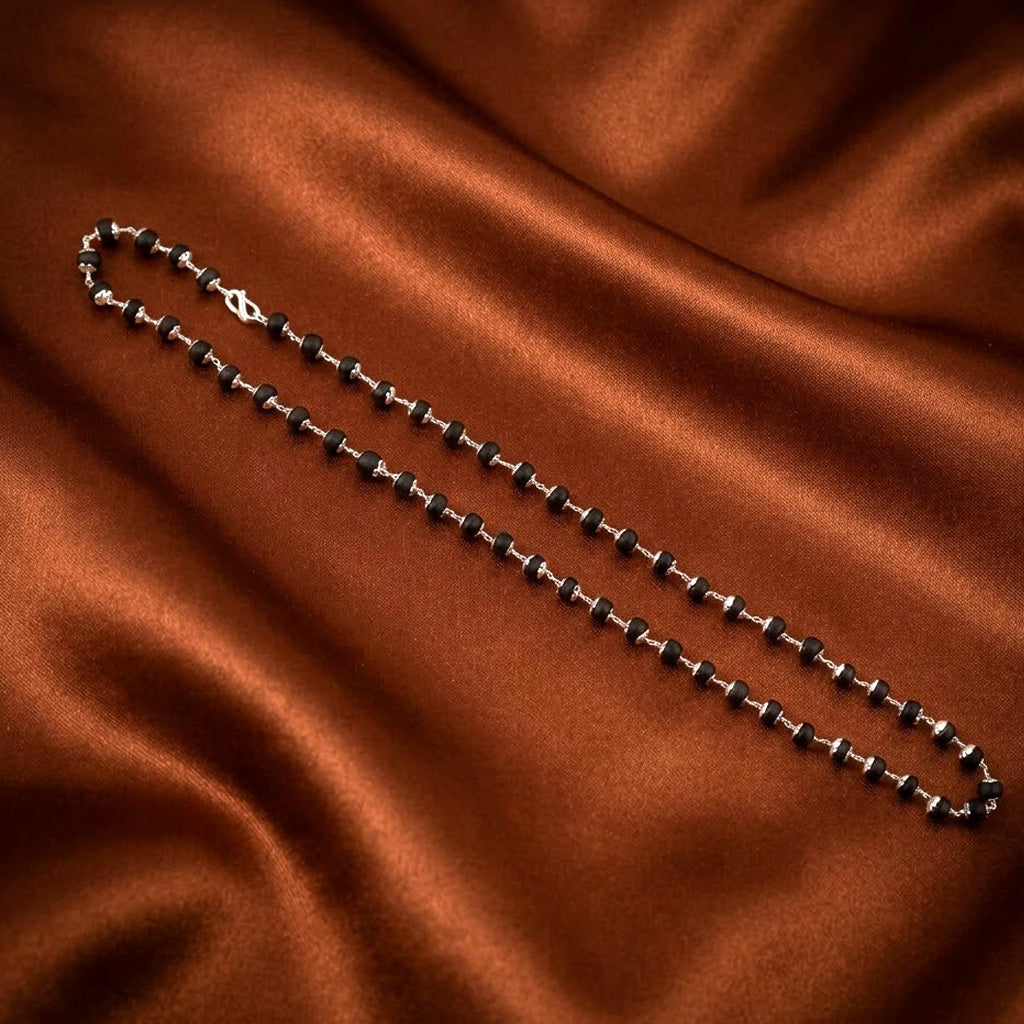 Hallmarked 925 Pure Silver Karungali Mala Govt. Certified