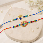 Multicolor Peacock Meenakari Swastik Designer Rakhi (Set of 2)