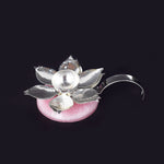 Graceful Silver Lotus Handle Diya with Resin Base