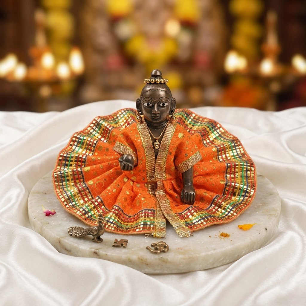 Dotted Pattern Laddu Gopal Dress with Golden Border