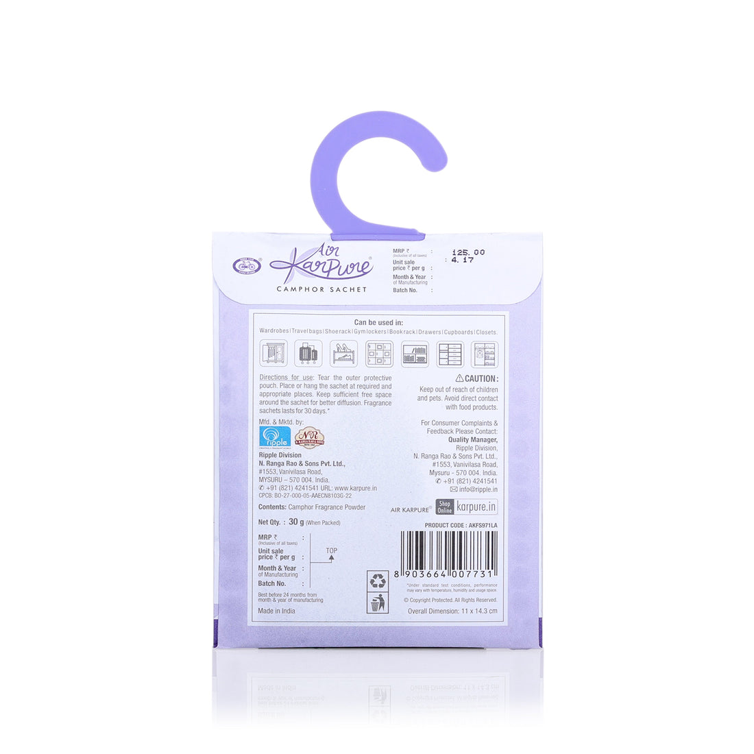 Camphor Sachet Combo - Oudh, Citrus, Lavender & Thyme Fragrance