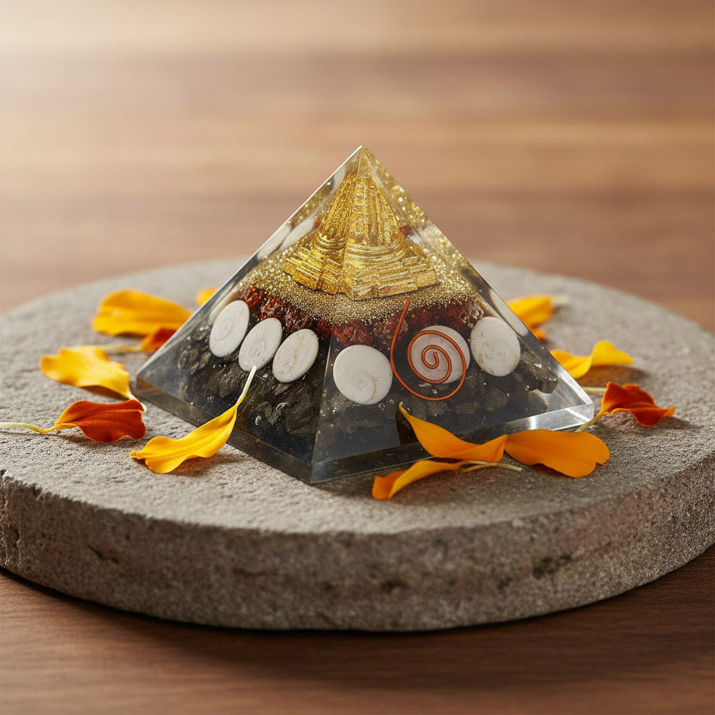 Lakshmi Yantra Crystal Pyramid Spiritual Prosperity Tool