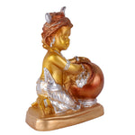 Premium Silver & Gold Antique Laddu Gopal Resin Statue