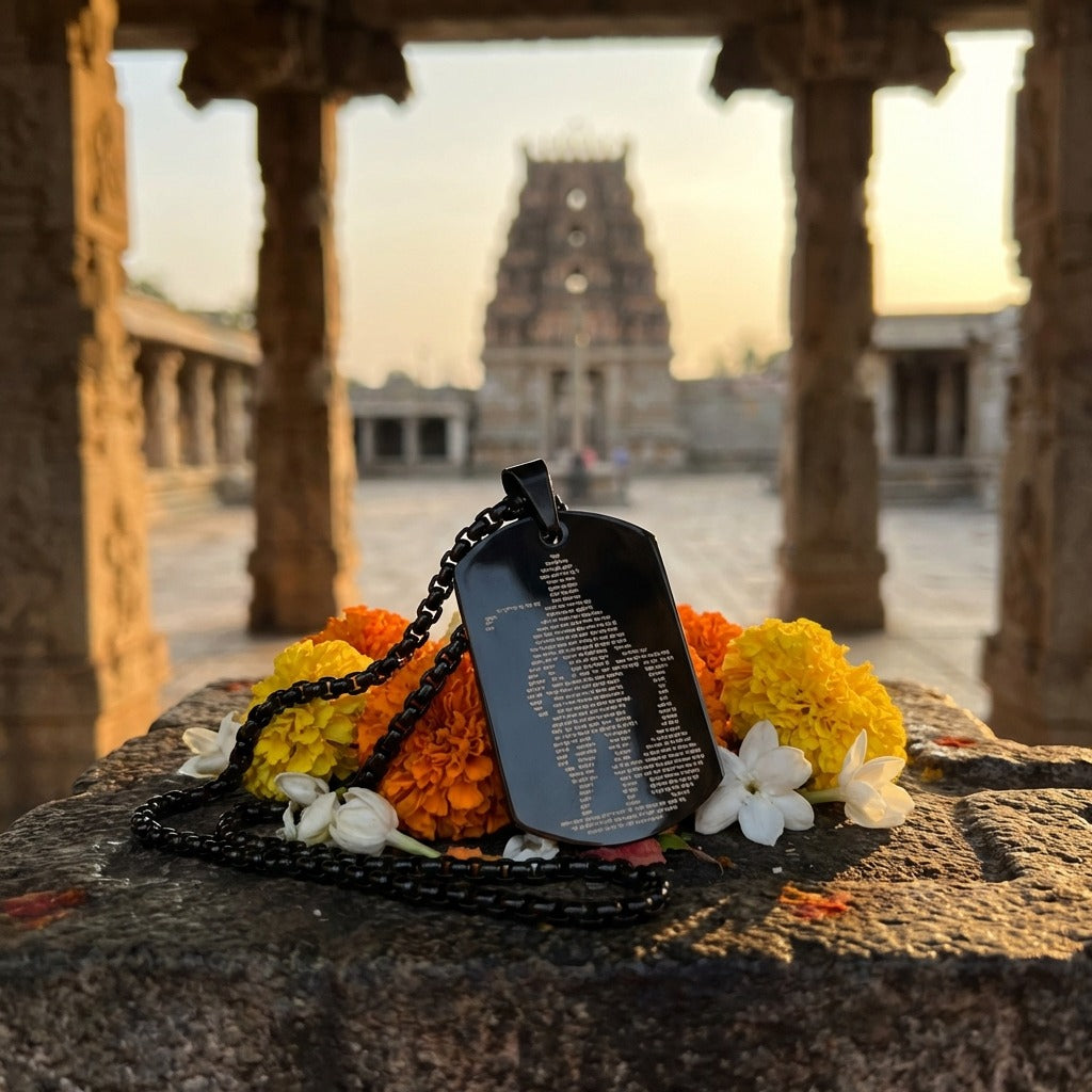 Lord Hanuman Pendant Engraved Hanuman Chalisa Black