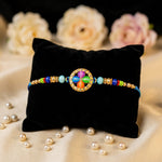 Elegance Rainbow Enamel Floral Medallion Beaded Rakhi