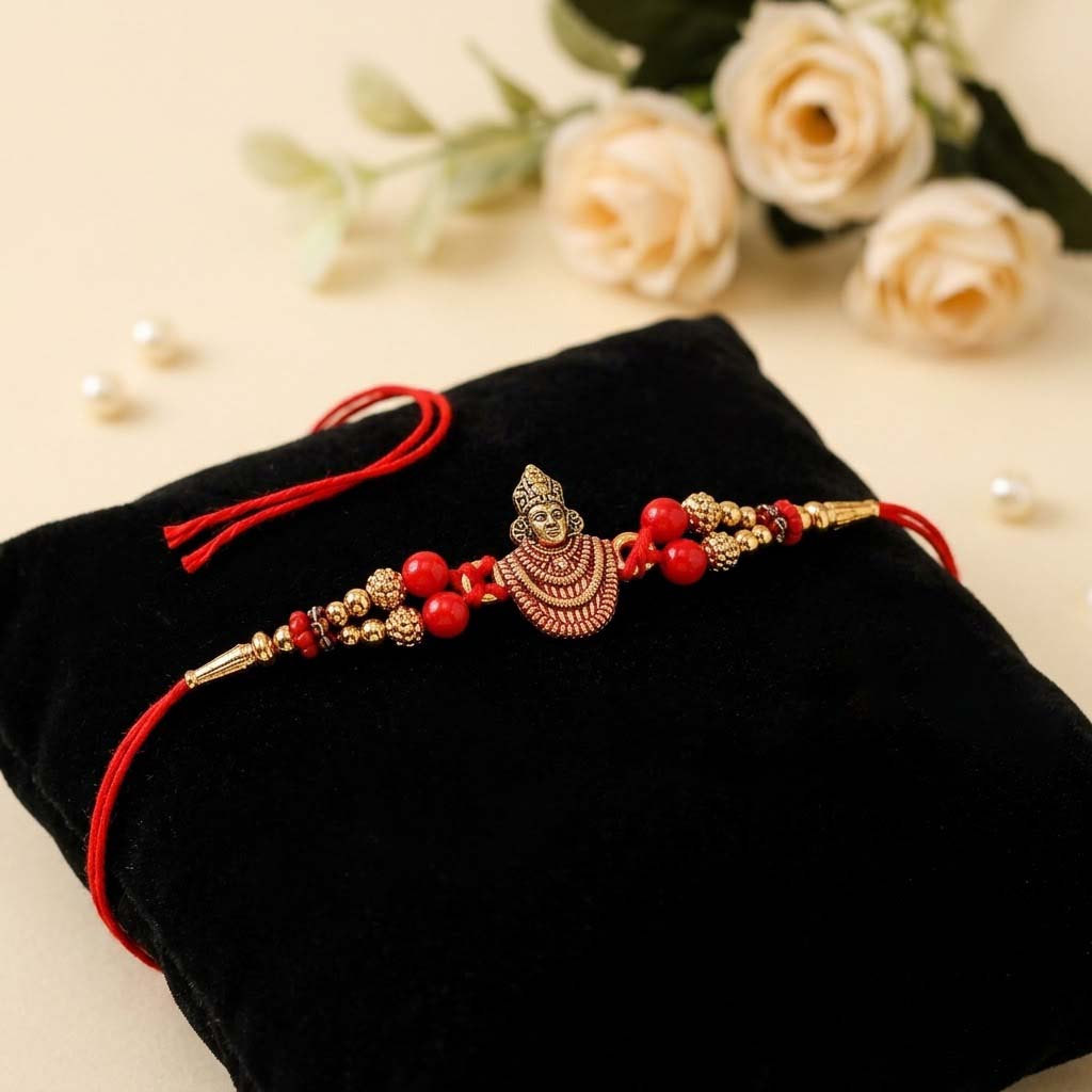 Handcrafted Sacred Deity Face Motif Antique Rakhi