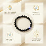 Combo of Black Obsidian Evil Eye Bracelet with Selenite Charging Plate