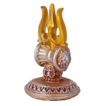 Premium Silver & Gold Lord Shiva Trishul with Damru Resin Statue