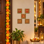 Red & Golden Bordered Shubh Labh Charan Paduka Set of 5