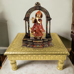 Elevated Artistry: Embossed Pattern Wooden Chowki