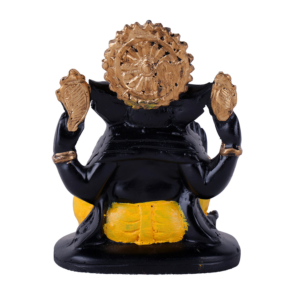 Premium Hand Painted Black & Gold Resin Ganesha Statue