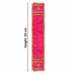 Traditional Pink Velvet Ganpati Idol Patka with Gold Border