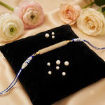 Premium Gold Rhinestone Bar Pearl Accent Designer Rakhi