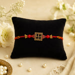 Traditional Red and Gold Swastik Motif Rakhi