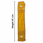 Elegant Yellow Velvet Ganpati Idol Patka with Stone Floral Medallions