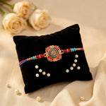 Traditional Royal Floral Meenakari Dial Stone Studded Rakhi