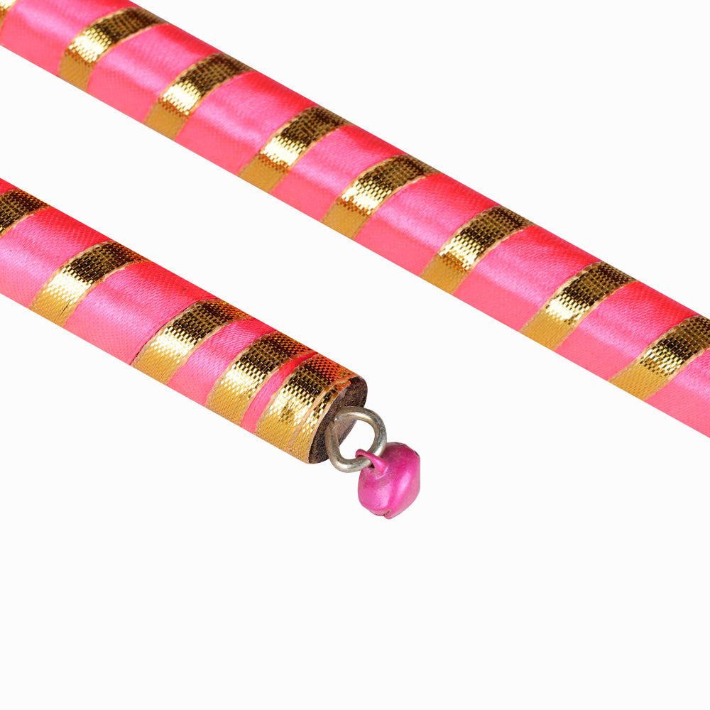 Vibrant Satin & Gold Wrapped Wooden Dandiya for Kids