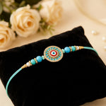 Protection Evil Eye Centerpiece Turquoise Beaded Rakhi