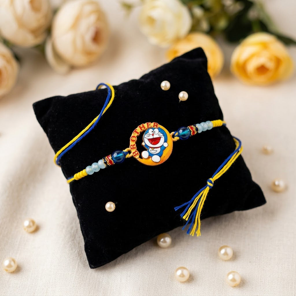 Playful Doraemon Moon BROTHER Sign Kids Rakhi