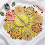 Size 2 3D Floral Accents & Pearl Work Laddu Gopal Dress
