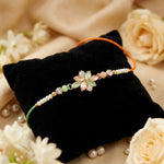 Elegant Pastel Crystal Floral Center Piece Designer Rakhi