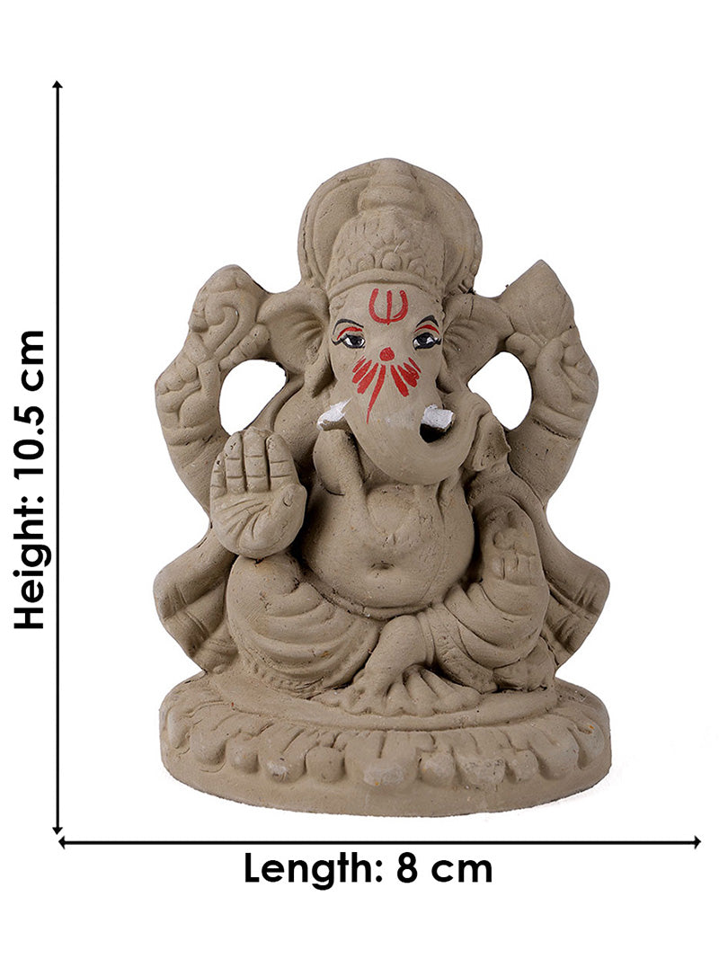 4 Inch Traditional Eco-Friendly Natural Clay Ganesha Idol