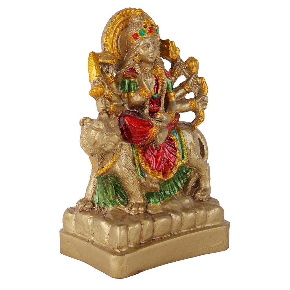 Premium Gold Crimson & Green Maa Durga Resin Statue
