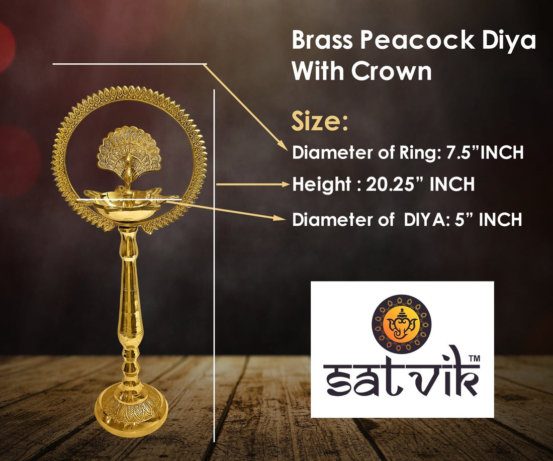 17 Inch Mor Kiran Style Brass Kerala Diya