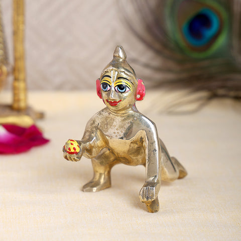 4-inch Brass Laddu Gopal Idol for Home Pooja, Devotional Worship, and Spiritual Decor. India’s Largest Pooja Accessories Brand – www.satvikstore.in
