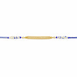 Premium Gold Rhinestone Bar Pearl Accent Designer Rakhi