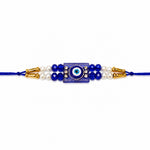 Handcrafted Dark Blue Evil Eye Motif Designer Rakhi