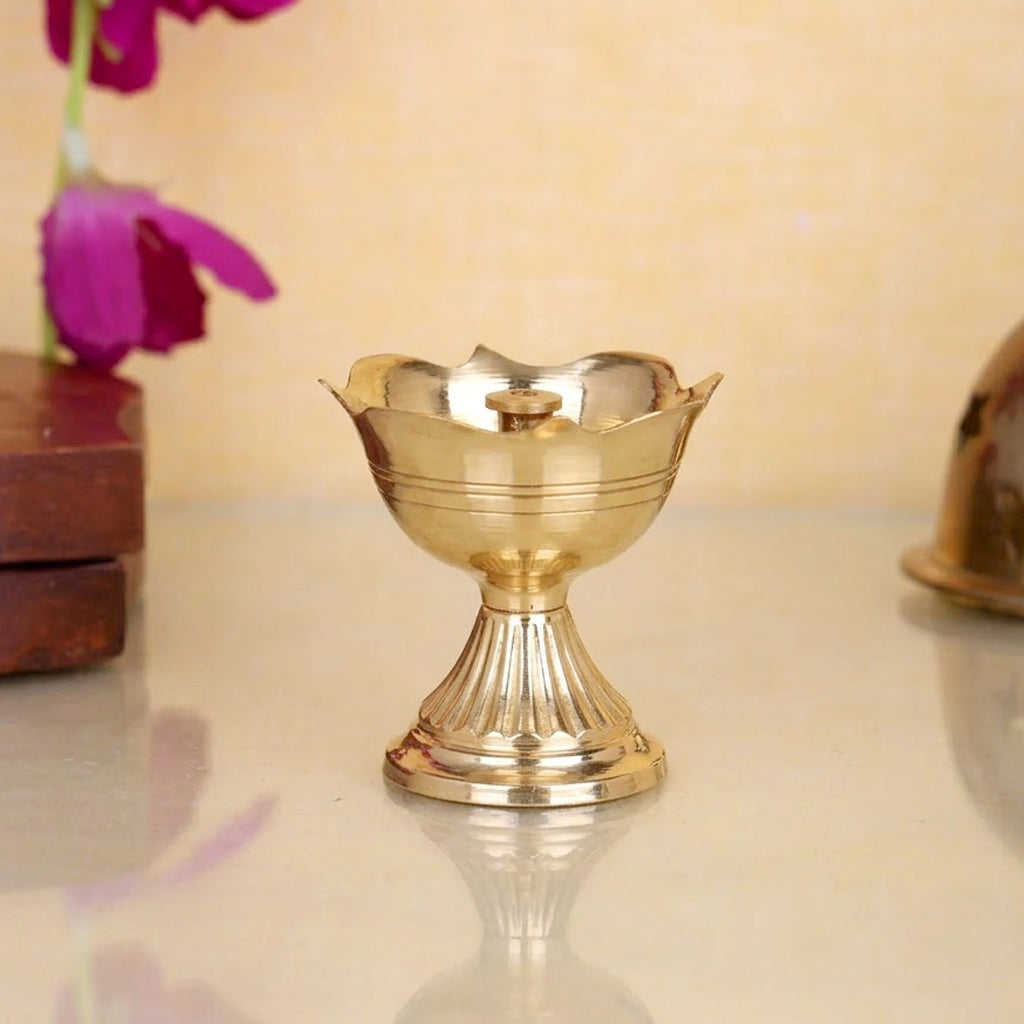 Handcrafted Floral Akhand Brass Rose Diya