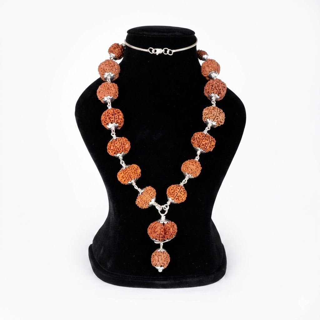 Siddha Mala with 1 Mukhi Underdeveloped (Silver Chain, Nepal)