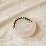 Rose Quartz Buddha & Golden Pyrite Bracelet With Selenite Zodiac Plate Combo