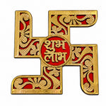Gold & Red Swastik with Central Shubh Labh Sticker