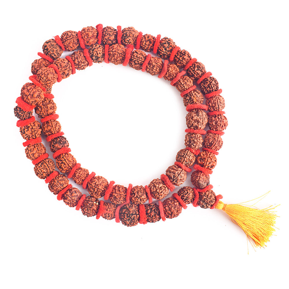5 Mukhi 54 Beads Rudraksha Kantha Mala with Velvet Thread