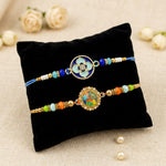 Royal Blue Lotus Peacock Meenakari Rakhi (Set of 2)