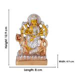 Premium Silver & Gold Sherawali Mata Resin Statue
