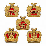 Red & Gold Shubh Labh, Swastik, Laxmi & Ganesh Sticker Set of 5
