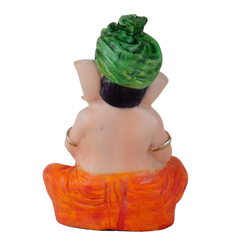 Playing Harmonium Hand-Painted Sitting Ganpati Statue