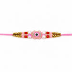 Pretty Pink Enamel Medallion Double Strand Beaded Rakhi