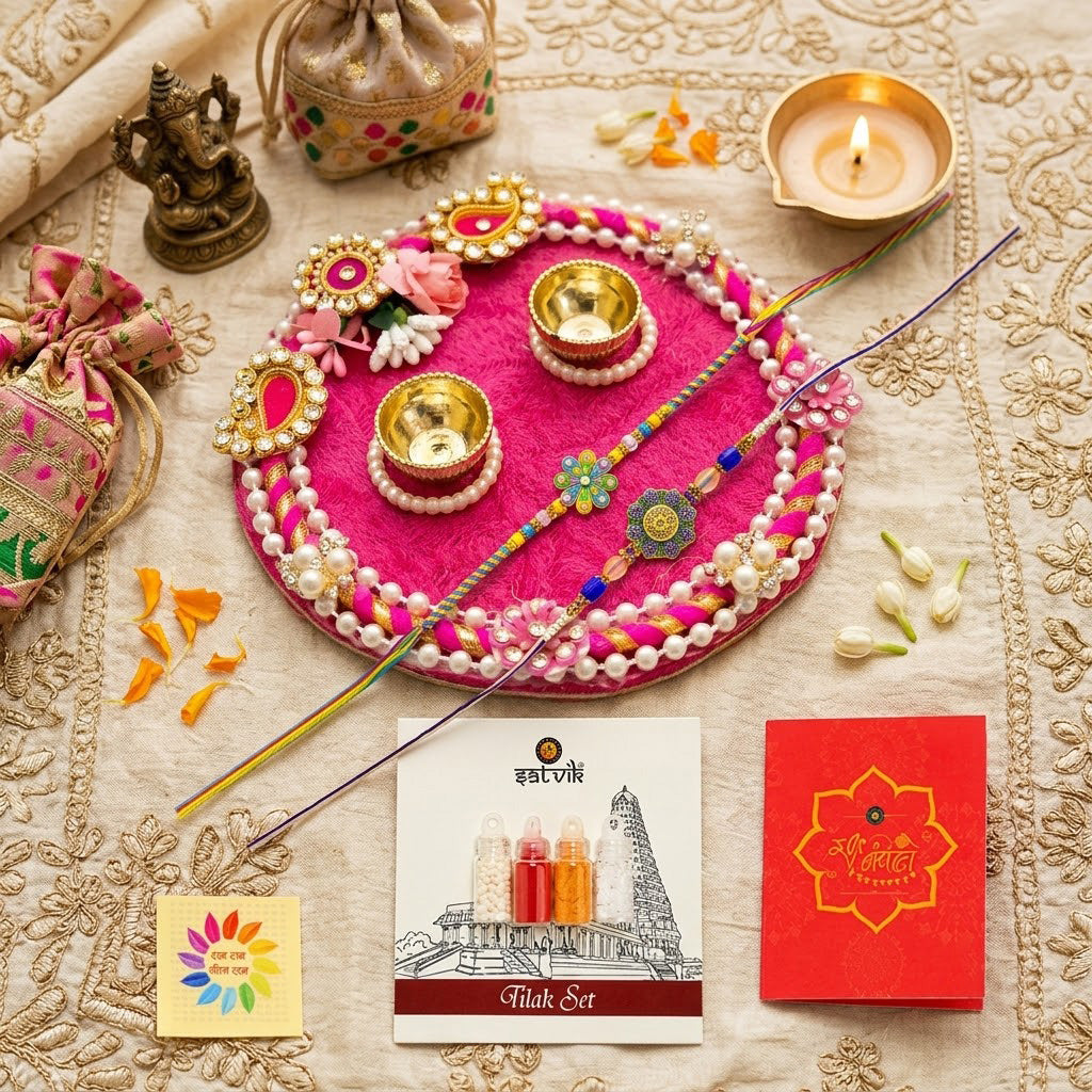 Multicolor Enamel Daisy Starburst Floral Designer Rakhi (Set of 2)