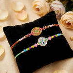 BRO Text Dial and Peacock Meenakari Designer Rakhi (Set of 2)